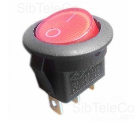 Выключатель круглый одноклавишный D20/22мм, 6,5А, 2 положения, с сигнальной лампой, 250V, Купить sibteleco.com, Выключатели для водонагревателей